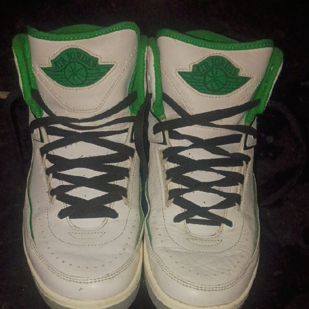 Jordan Kids Sneakers - White and Green Accents